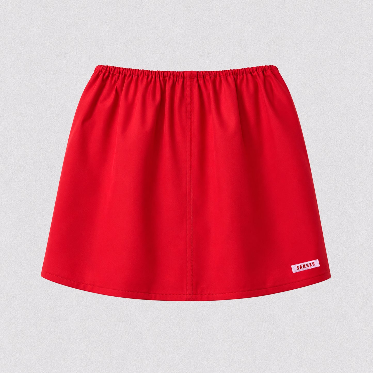 Red Cotton Gabardine Mini Skirt