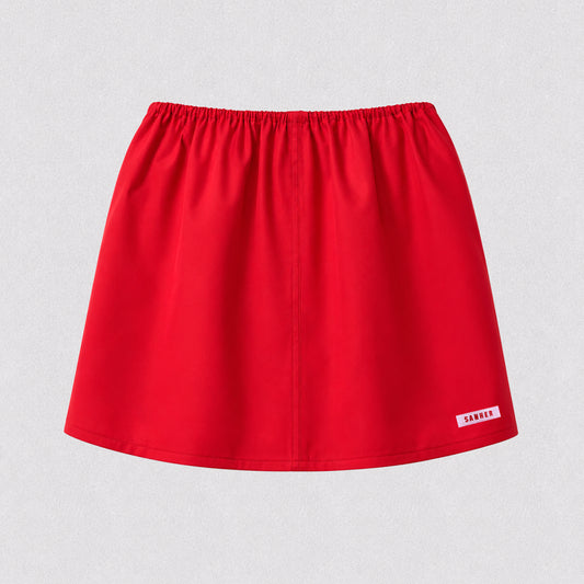 Red Cotton Gabardine Mini Skirt